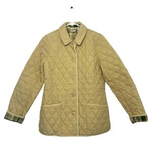 Vintage‎ LL Bean Quilted Khaki Plaid Insulated Barn Coat Size Small